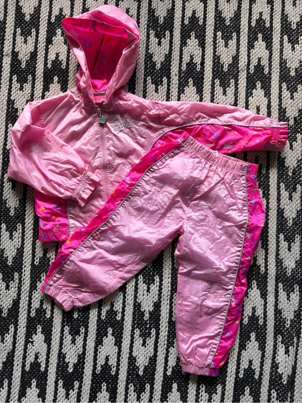Barbie Pink Girls' Jacket with Heart Zipper Pull